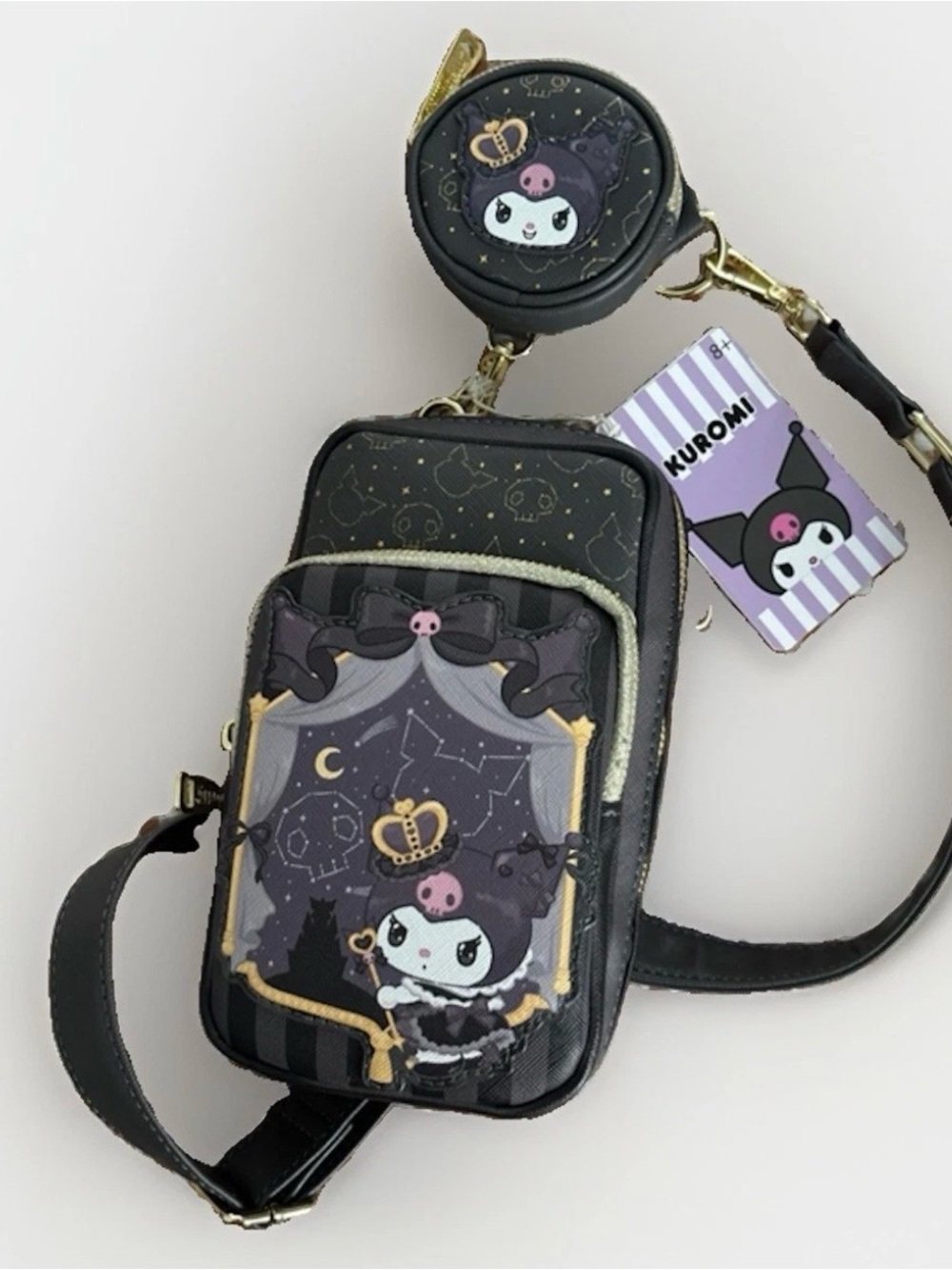 Loungefly Sanrio Kuromi 20th Anniversary Cell Phone Crossbody Bag with Coin Bag